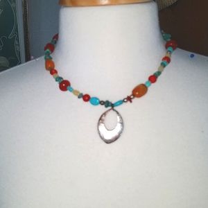 VINTAGE 1980s SilverTurquoise Carnelian necklace